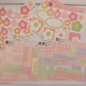 Pink & Pastel Floral And Baby Girl Stickers